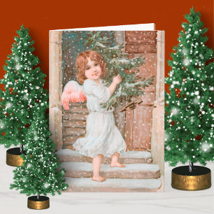 Reizender Engel mit Weihnachtsbaum Karte