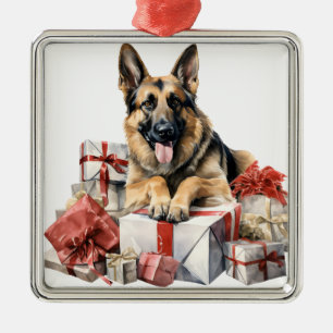 REIZENDER FEIERTAG WEIHNACHTEN DEUTSCHER SCHÄFERHU ORNAMENT AUS METALL
