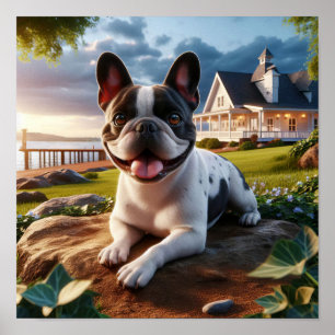 Reizender Französische Bulldogge in einer ländlich Poster