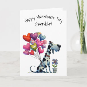 Reizender Great Dane Hund Frohen Valentinstag Karte