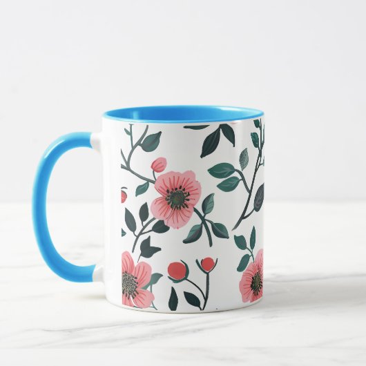 Reizender Kaffeebecher mit Blumenmuster Tasse (Links)