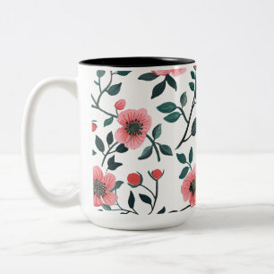 Reizender Kaffeebecher mit Blumenmuster Zweifarbige Tasse