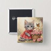 reizender Katzen-Button Button (Vorne & Hinten)