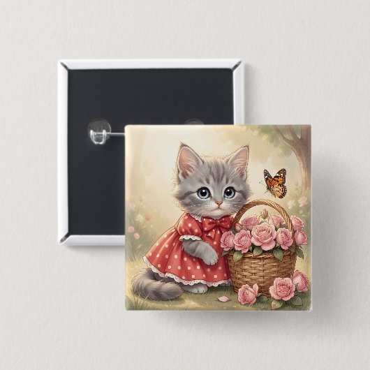reizender Katzen-Button Button (Vorne & Hinten)