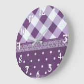 Reizender lila checkered Damast-nahtloses Muster Große Wanduhr (Winkel)