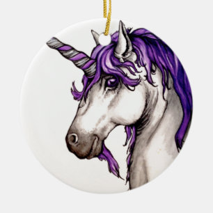Reizender lila Unicorn Keramikornament