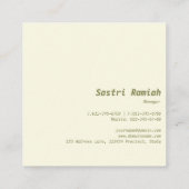 Reizender Olivenbaum mit Frucht Quadratische Visitenkarte (Rückseite)