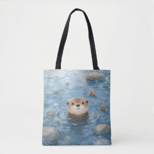 Reizender Otter-Wasserfarbendruck Tasche