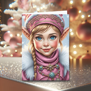 Reizender rosa Elf   Frohe Weihnachten Personalisi