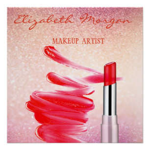 Reizender roter Lippenstift, Make-up-Künstler Poster
