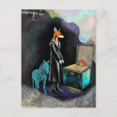 Reizender Rotfuchs und eine Zebra-Fantasy Postkarte (Vorderseite)