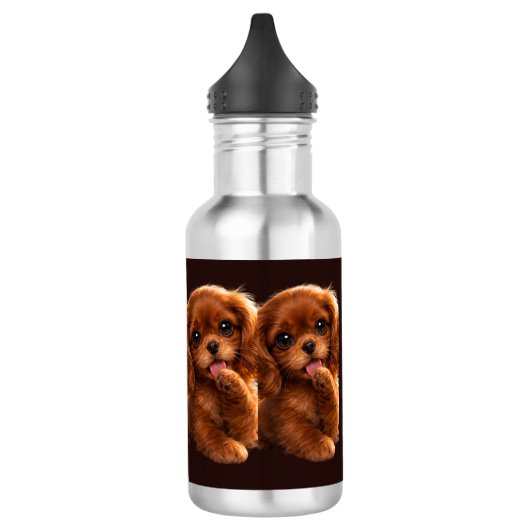 Reizender Ruby Cavalier Spaniel Edelstahlflasche (Links)