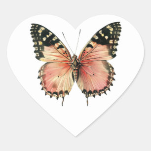 Reizender Schmetterling auf herzförmigem Aufkleber