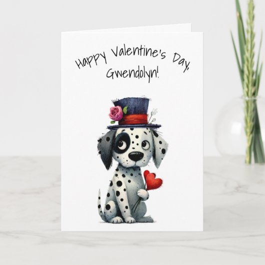 Reizender schwarz-weißer Hund Frohen Valentinstag Karte (Vorderseite)