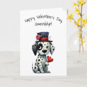 Reizender schwarz-weißer Hund Frohen Valentinstag Karte (Gelbe Blume)