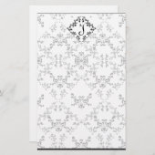 Reizender Schwarzweiss-Damast-persönliches Briefpapier (Vorne/Hinten)