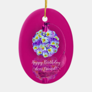 Reizender Stiefmütterchen-Zerstäuber  Geburtstagsf Keramik Ornament