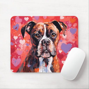 REIZENDER VALENTINSBOXERHUND MIT HERZEN MOUSEPAD