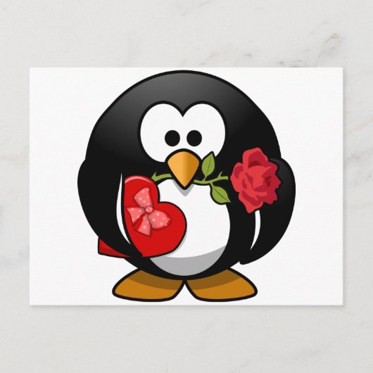 Reizender Valentinsgruß-Pinguin Feiertagspostkarte (Vorderseite)