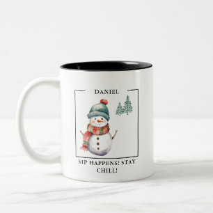 Reizender Wasserfarben-Schneemann-Becher Zweifarbige Tasse