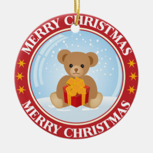 Reizender Weihnachtsschneeball mit niedlichem Keramikornament