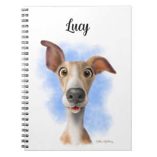 Reizender Whippet-Cartoon v Notizblock