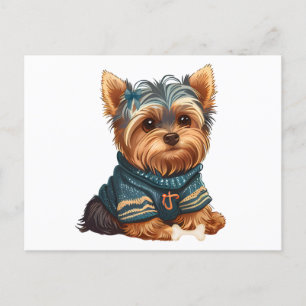 Reizender Yorkshire-Terrier-Welpe im Wasserfarb-St Postkarte