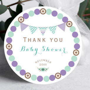 Reizendes Baby Shower Wimpel Banner Danke Runder Aufkleber