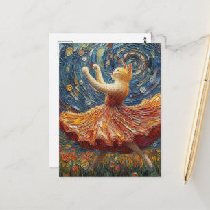 Reizendes Ballerina-Ginger-Kätzchen Postkarte