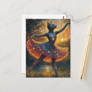 Reizendes Ballerina-Kätzchen auf einem Feld von Gl Postkarte