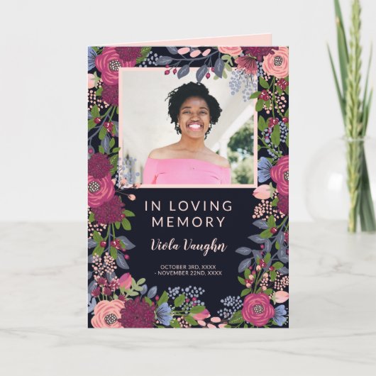 Reizendes BlumenFoto-Begräbnis-Programm Einladung (Vorderseite)