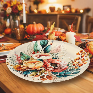 Reizendes Boho-Herbstbouquet Pappteller
