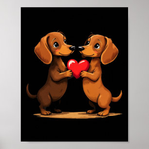 Reizendes Dachshund-Welpen-Herz für den Valentinst Poster