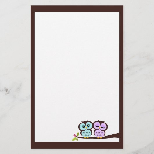 Reizendes Eulen-Briefpapier Briefpapier (Vorderseite)