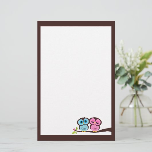 Reizendes Eulen-Briefpapier Briefpapier (Stehend Vorderseite)