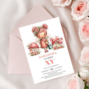 Reizendes Feen 1. Geburtstag Rosa Blumenparty Einl Einladung