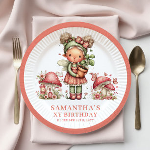 Reizendes Feen 2. Geburtstag Rosa Blumen Papier Pappteller