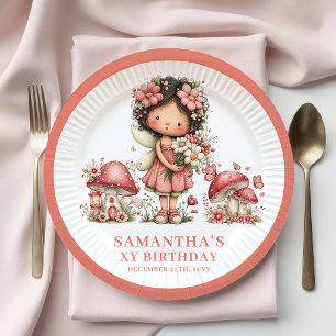 Reizendes Feen 5. Geburtstag Errötend floral Papie Pappteller