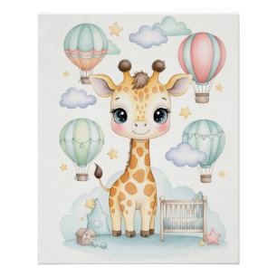 Reizendes Giraffen-Kinderzimmer-Poster. Poster