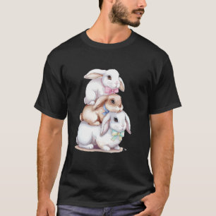 Reizendes Hasen-Stack-Kaninchen Süße Freude T-Shirt