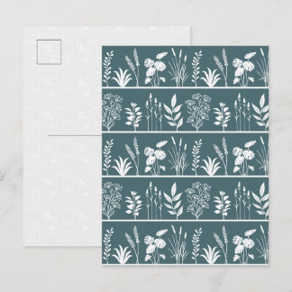 Reizendes Herbarium Botanische Pflanzen Olivgrün Postkarte