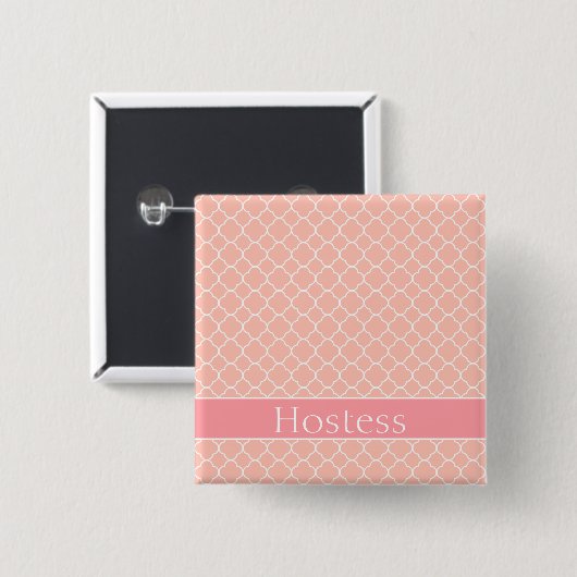 Reizendes Hostessen-Rosa und Weiß Button (Vorne & Hinten)