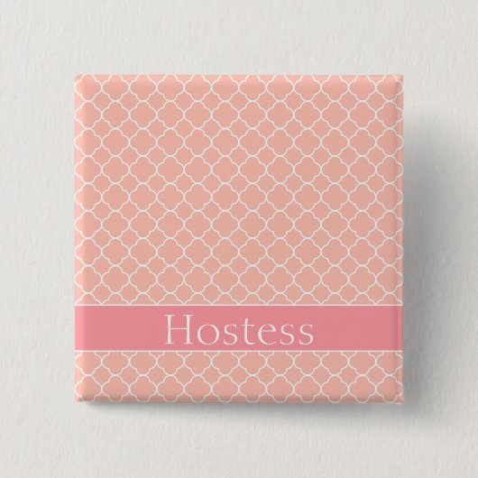 Reizendes Hostessen-Rosa und Weiß Button (Vorderseite)