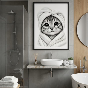 Reizendes Katzenliebhaber-Badezimmer-Wandkunst-Kät Poster