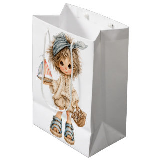 REIZENDES KLEINES MÄDCHEN MIT EINEM SOMMERTHEma Mittlere Geschenktüte
