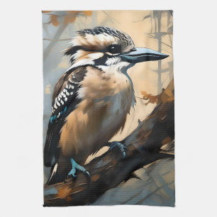 Reizendes Lachen: Kookaburra in Ölmalerei Geschirrtuch