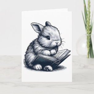 Reizendes Lesekaninchen-Zeichnung für Buchliebhabe Karte