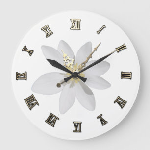 Reizendes Mädchen, Gänseblümchen, Weiß Große Wanduhr