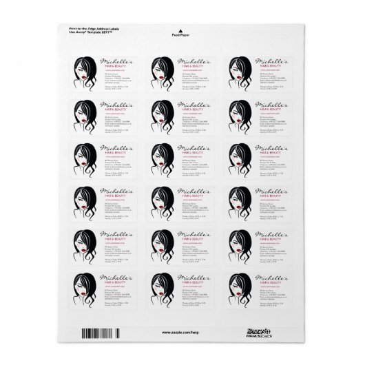 Reizendes Mädchen mit gewelltes Haar Make-upikone Adressaufkleber (Vorne)