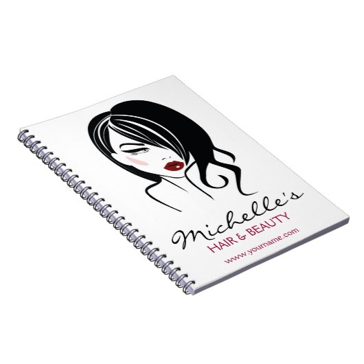 Reizendes Mädchen mit gewelltes Haar Make-upikone Notizblock (Rechte Seite)